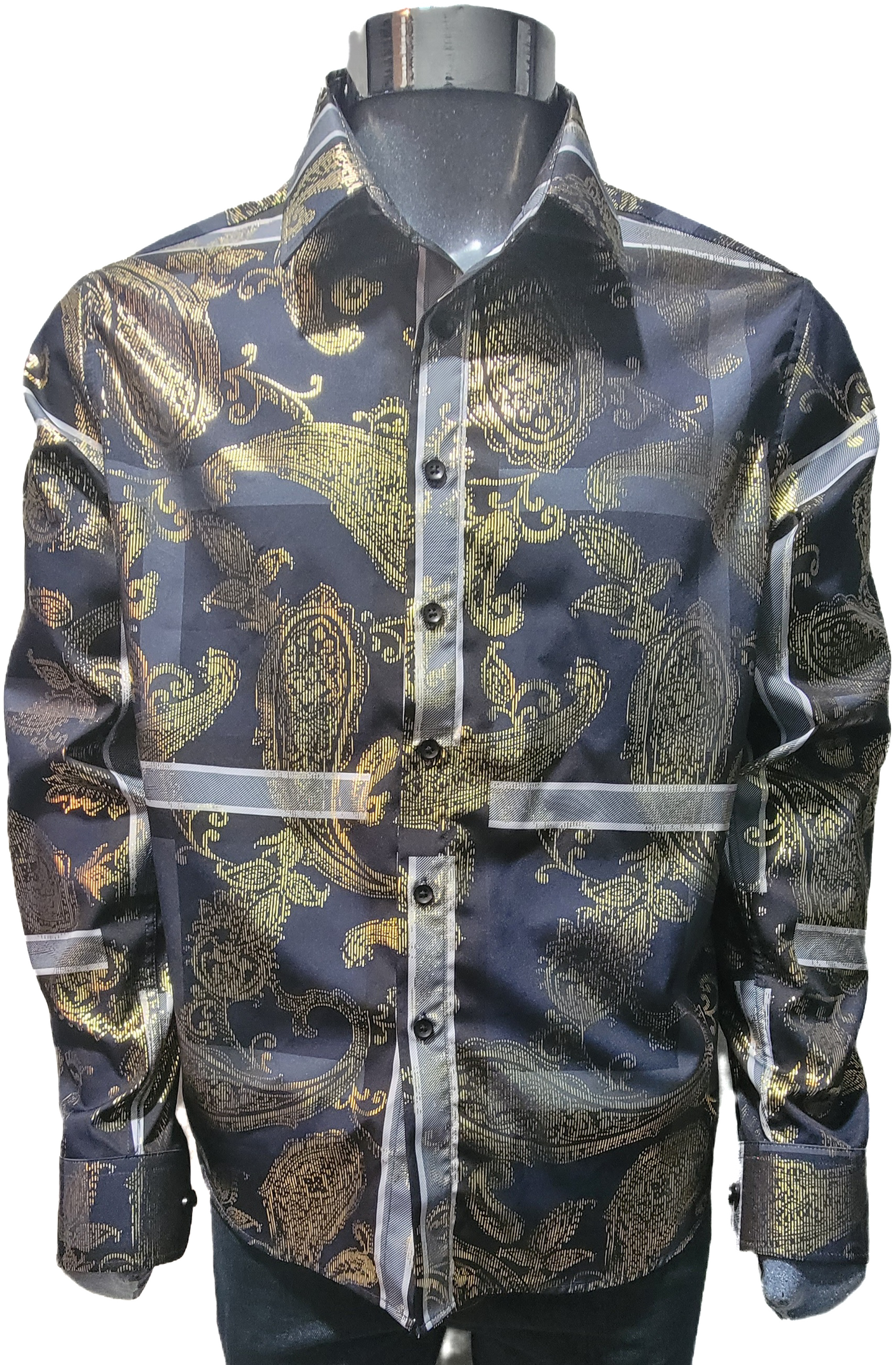 Men’s Exotic Silk Like Satin Button Down Dress Shirt For Party & Events Long Sleeve Slim Fit - Night Club Shirts