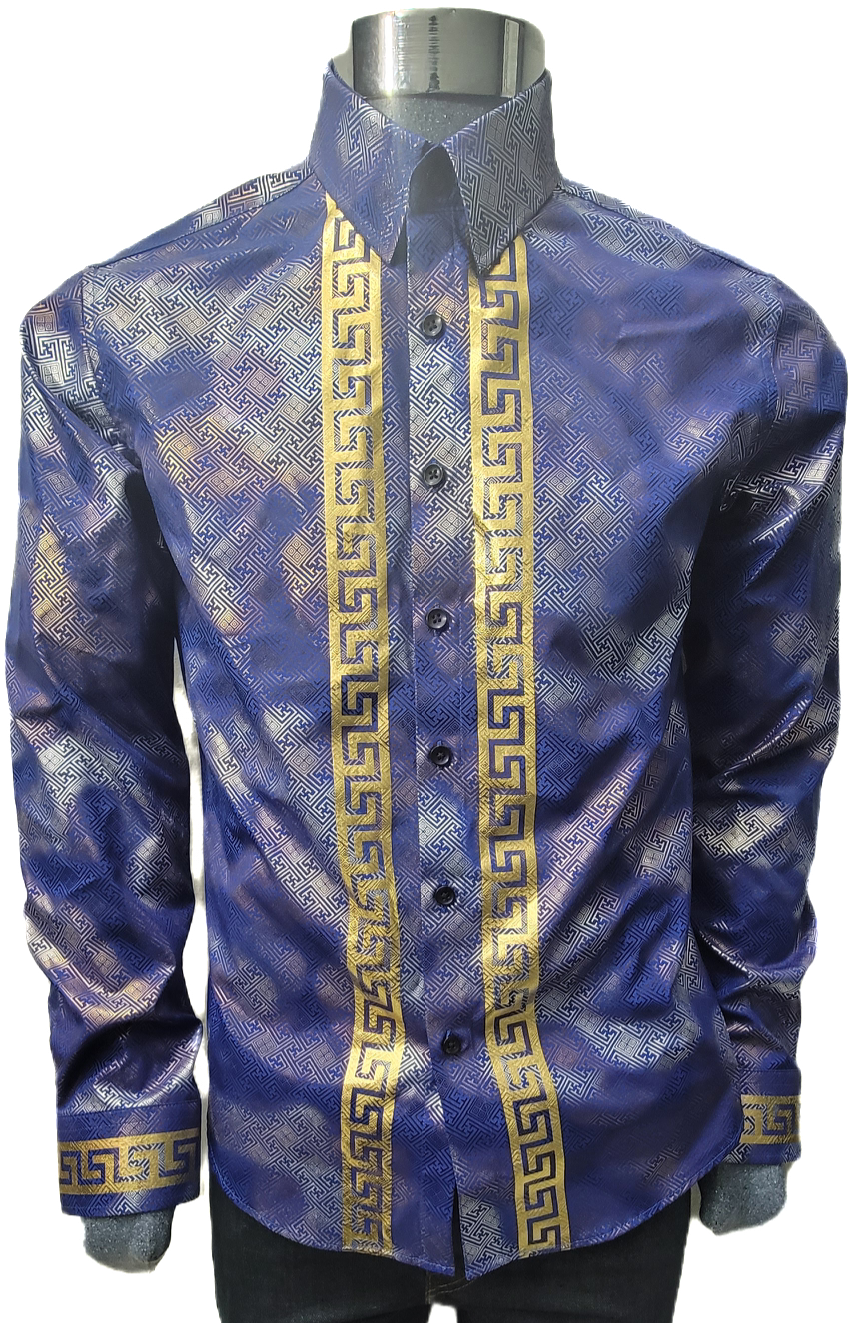 Men’s Exotic silk like satin button down dress shirt for party & events long sleeve slim fit - night club shirts